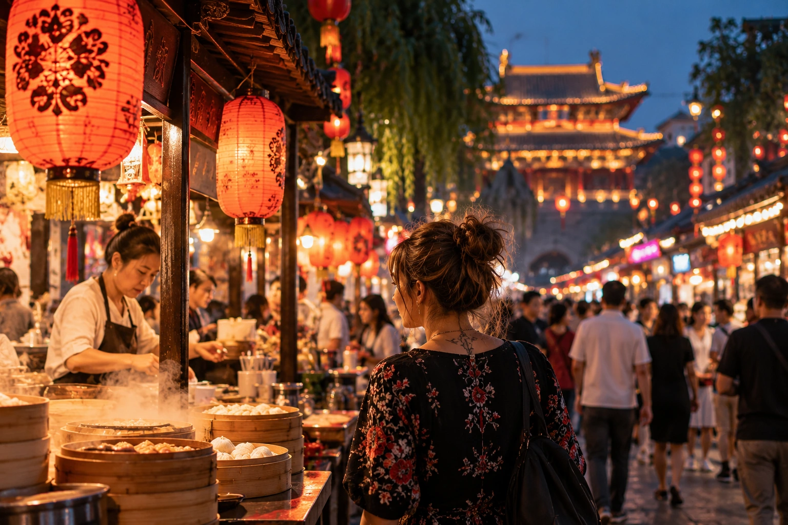 Busy Chinese night market